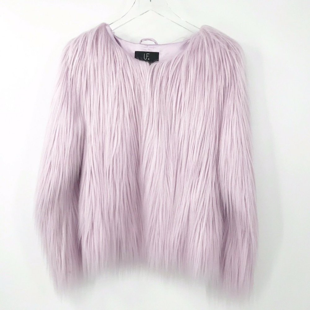 Unreal Fur Faux Fur Jacket in Lotus Pink- Sz Small - Picture 4 of 7